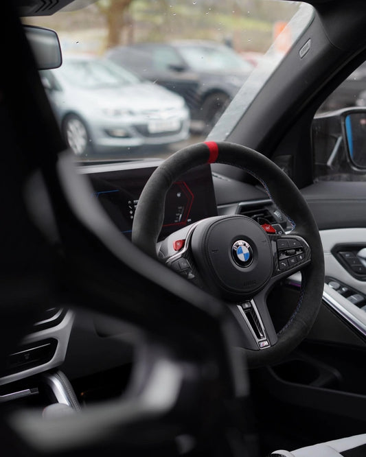 Custom Alcantara Steering Wheel Wrap Stitched BMW Interior 